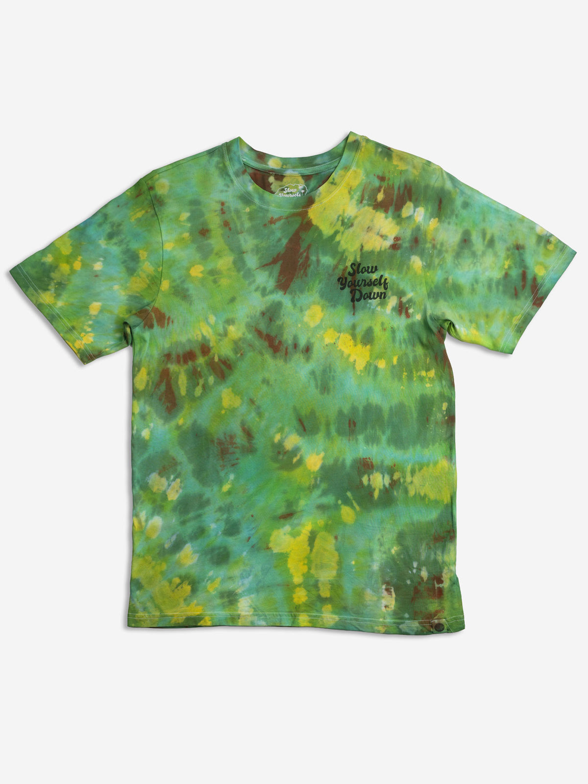 Green/Tan Tie-Dye — Retro Tee Tie-Dye | Organic Cotton | Slow Yourself Down - Mens Shirts