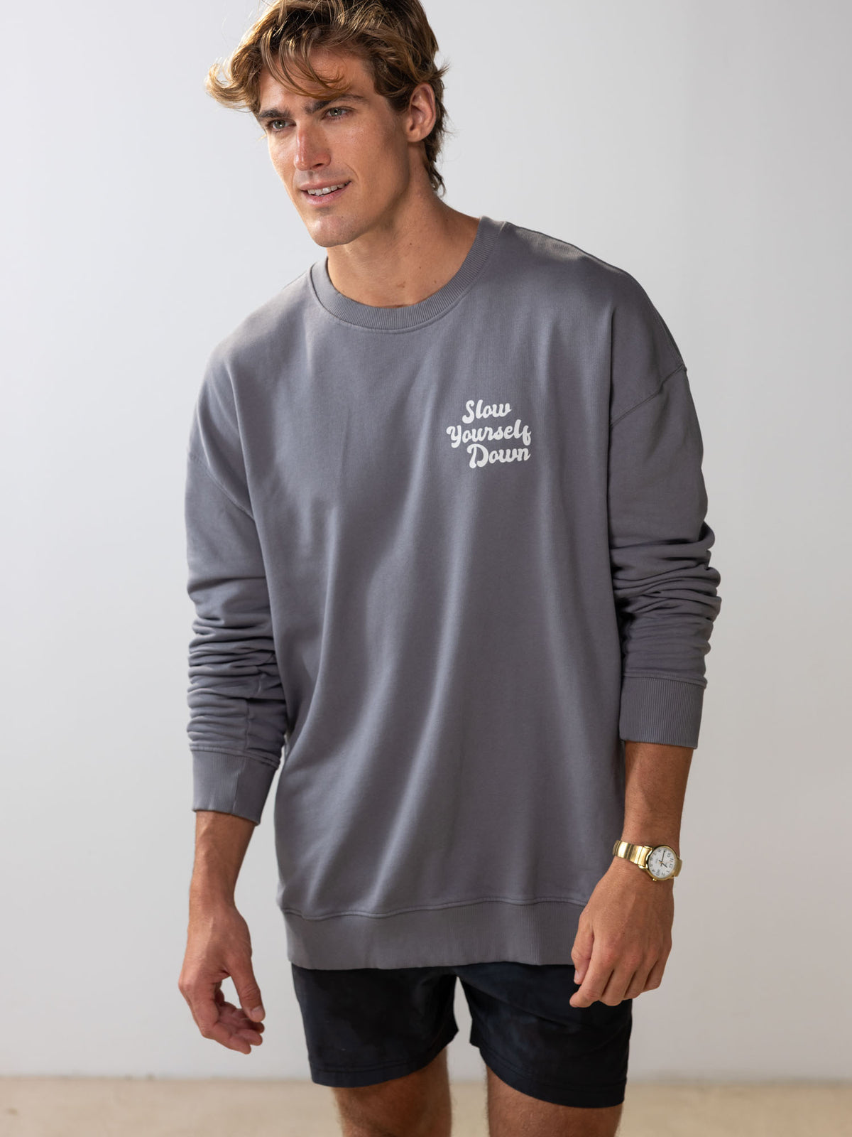 Retro Washed Crewneck | Organic Cotton | Slow Yourself Down - Crewneck
