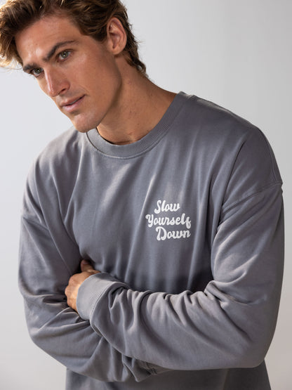 Retro Washed Crewneck | Organic Cotton | Slow Yourself Down - Crewneck