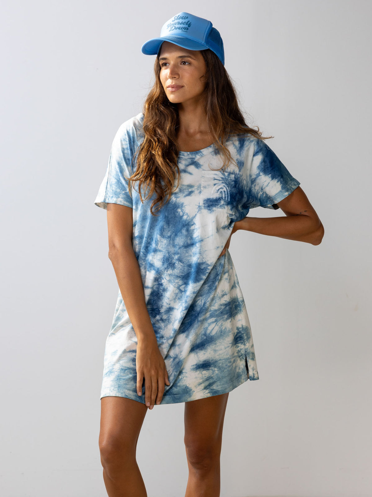 Indigo — SYD Tie Dye Tee Shirt Dress | Organic Cotton | Slow Yourself Down - Womens Shirts