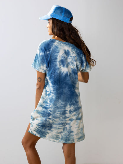 Indigo — SYD Tie Dye Tee Shirt Dress | Organic Cotton | Slow Yourself Down - Womens Shirts