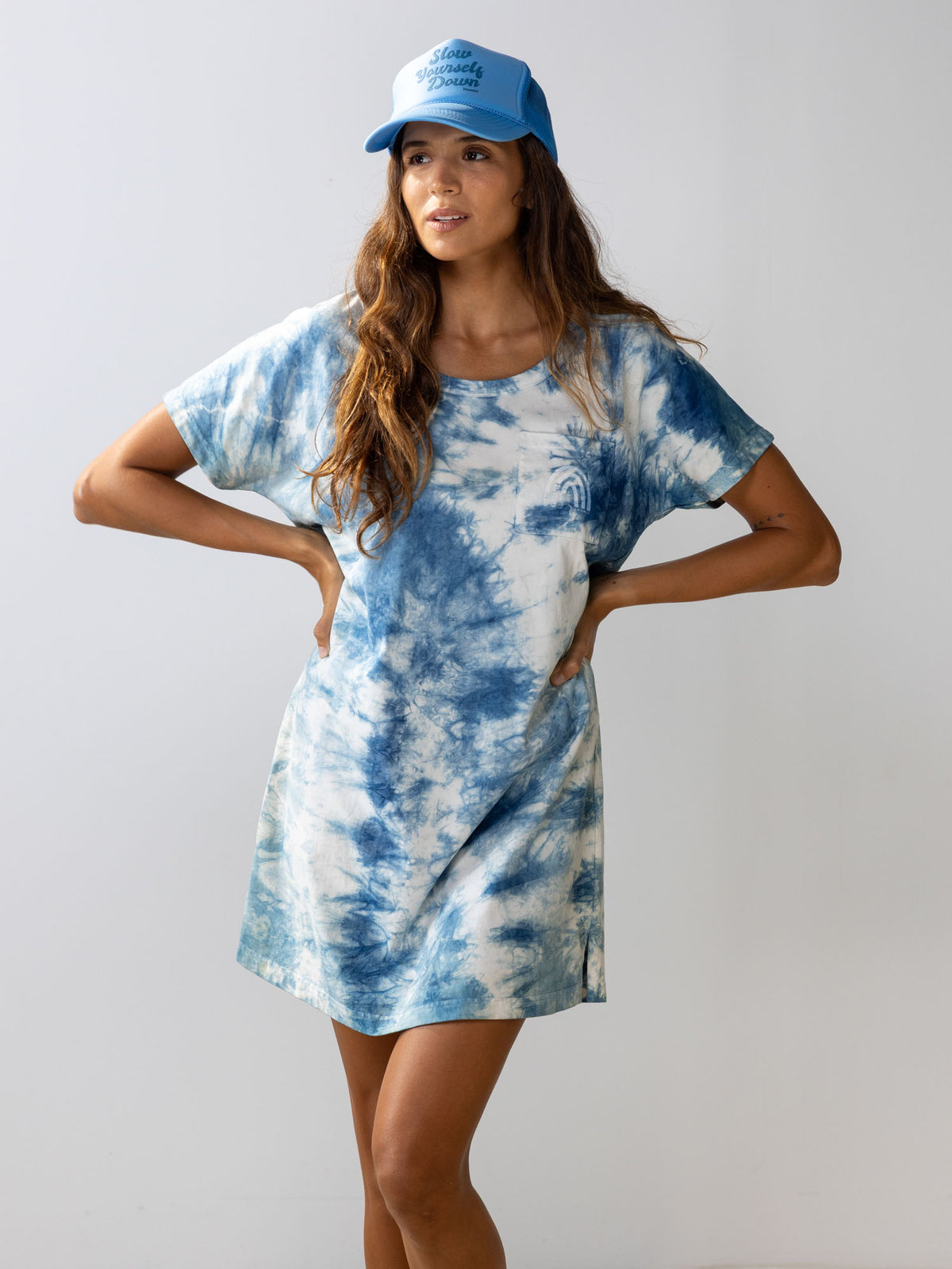 Indigo — SYD Tie Dye Tee Shirt Dress | Organic Cotton | Slow Yourself Down - Womens Shirts