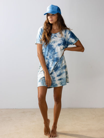 Indigo — SYD Tie Dye Tee Shirt Dress | Organic Cotton | Slow Yourself Down - Womens Shirts