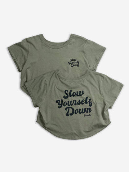 Sea Spray Retro Moon Crop | Organic Cotton | Slow Yourself Down - Womens Shirts