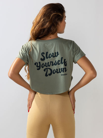 Sea Spray Retro Moon Crop | Organic Cotton | Slow Yourself Down - Womens Shirts