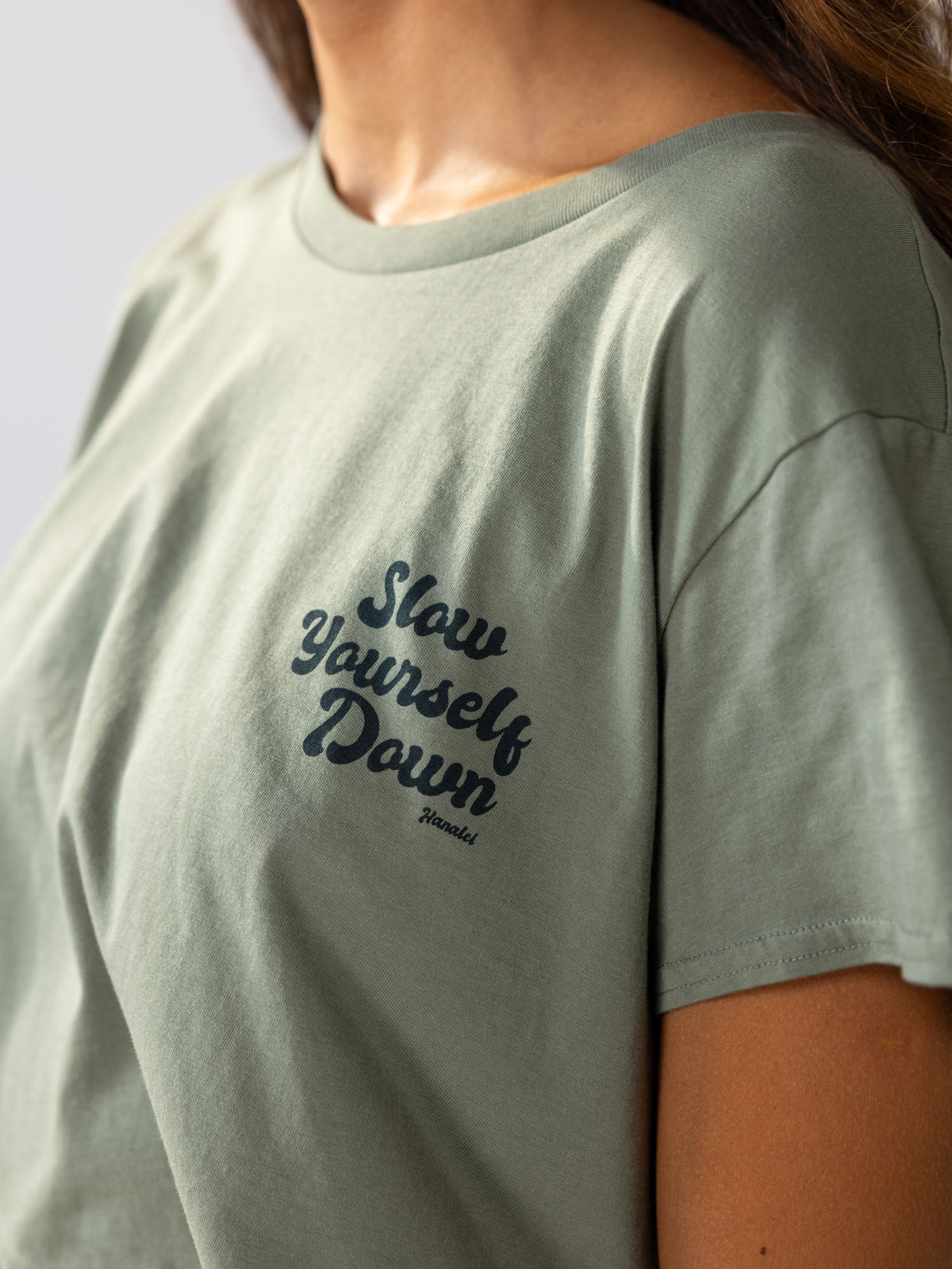 Sea Spray Retro Moon Crop | Organic Cotton | Slow Yourself Down - Womens Shirts