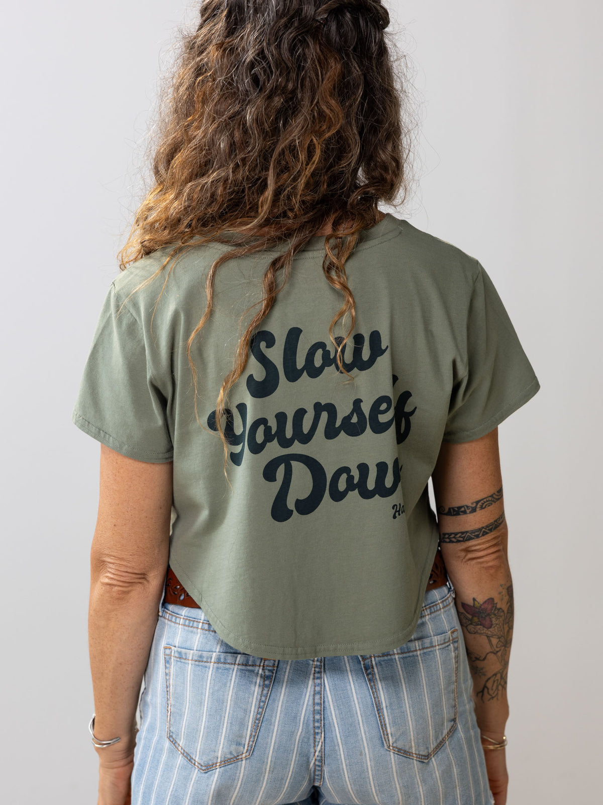 Sea Spray Retro Moon Crop | Organic Cotton | Slow Yourself Down - Womens Shirts