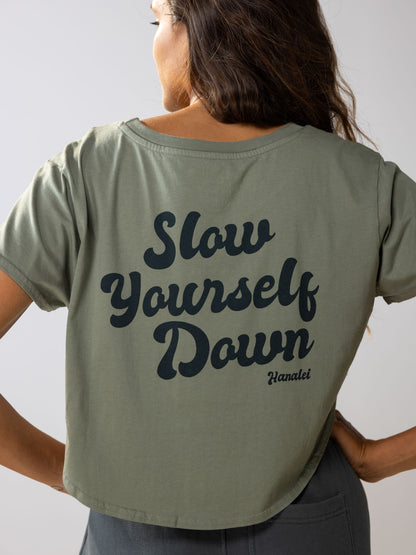 Sea Spray Retro Moon Crop | Organic Cotton | Slow Yourself Down - Womens Shirts