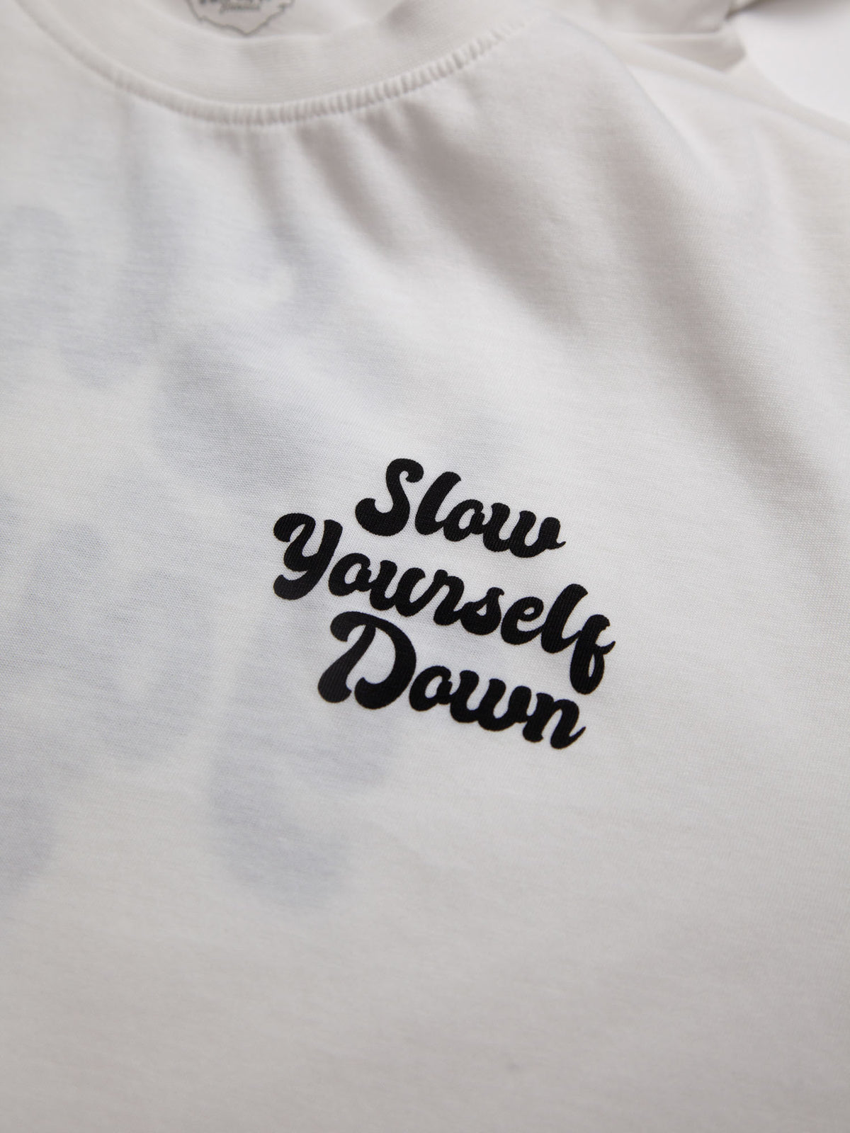 White Retro Tee | Organic Cotton | Slow Yourself Down - Mens Shirts