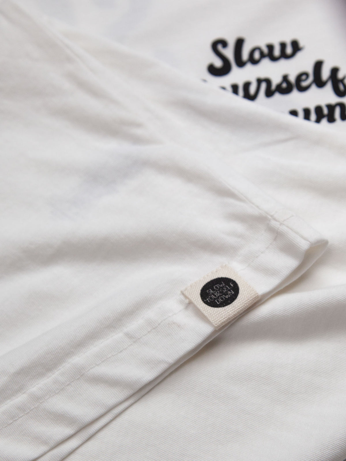 White Retro Tee | Organic Cotton | Slow Yourself Down - Mens Shirts