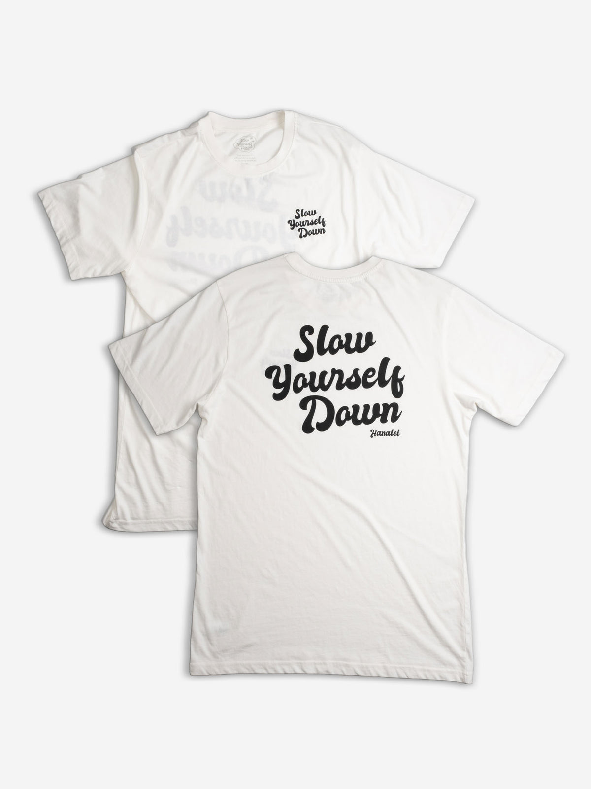 White Retro Tee | Organic Cotton | Slow Yourself Down - Mens Shirts