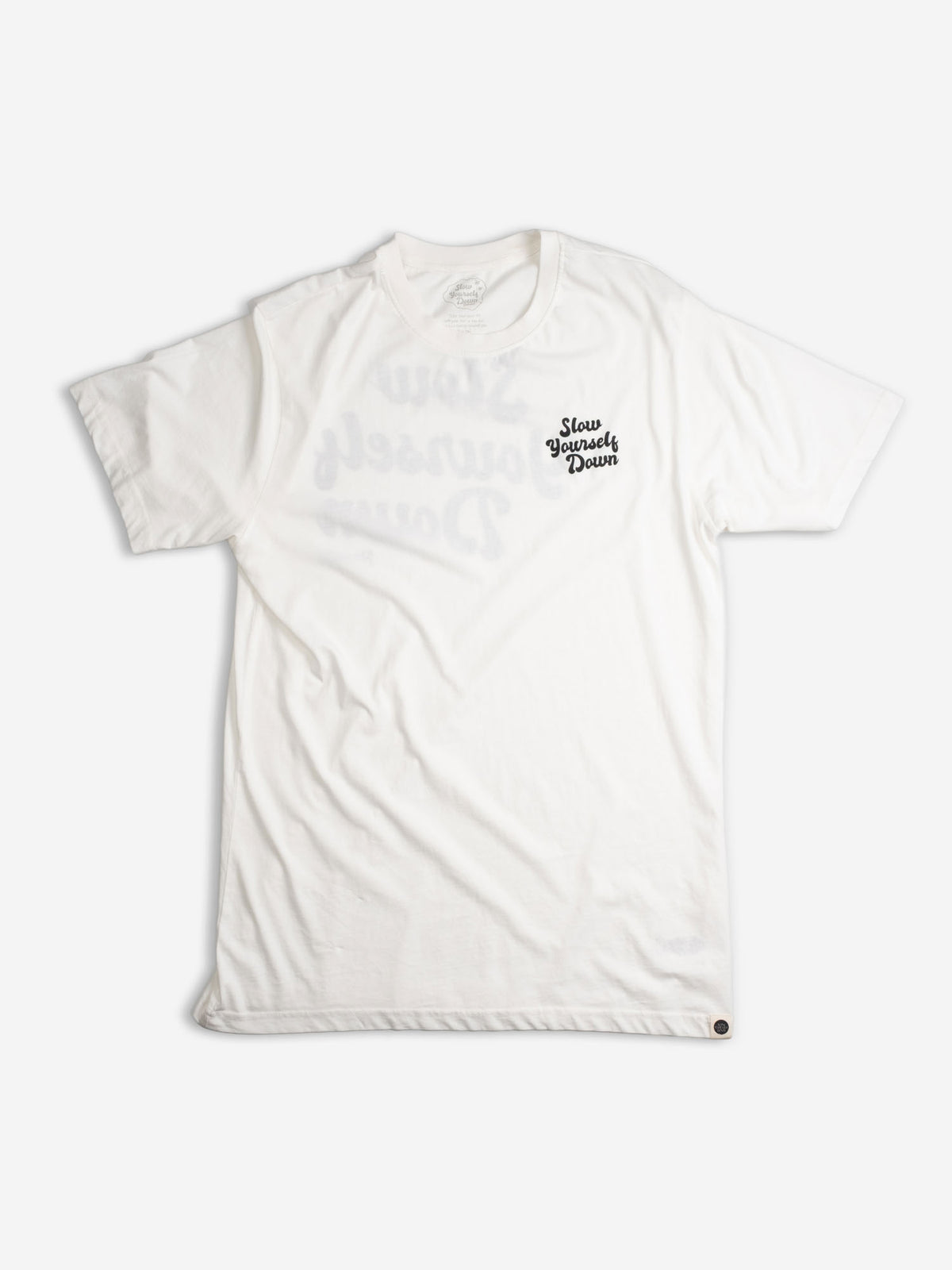 White Retro Tee | Organic Cotton | Slow Yourself Down - Mens Shirts
