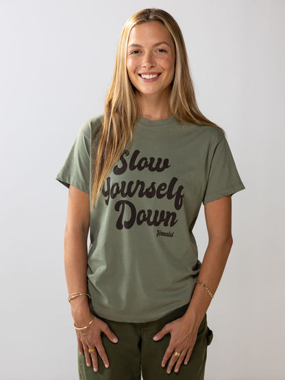 Womens Oversized Retro Tee - Slow Yourself Down