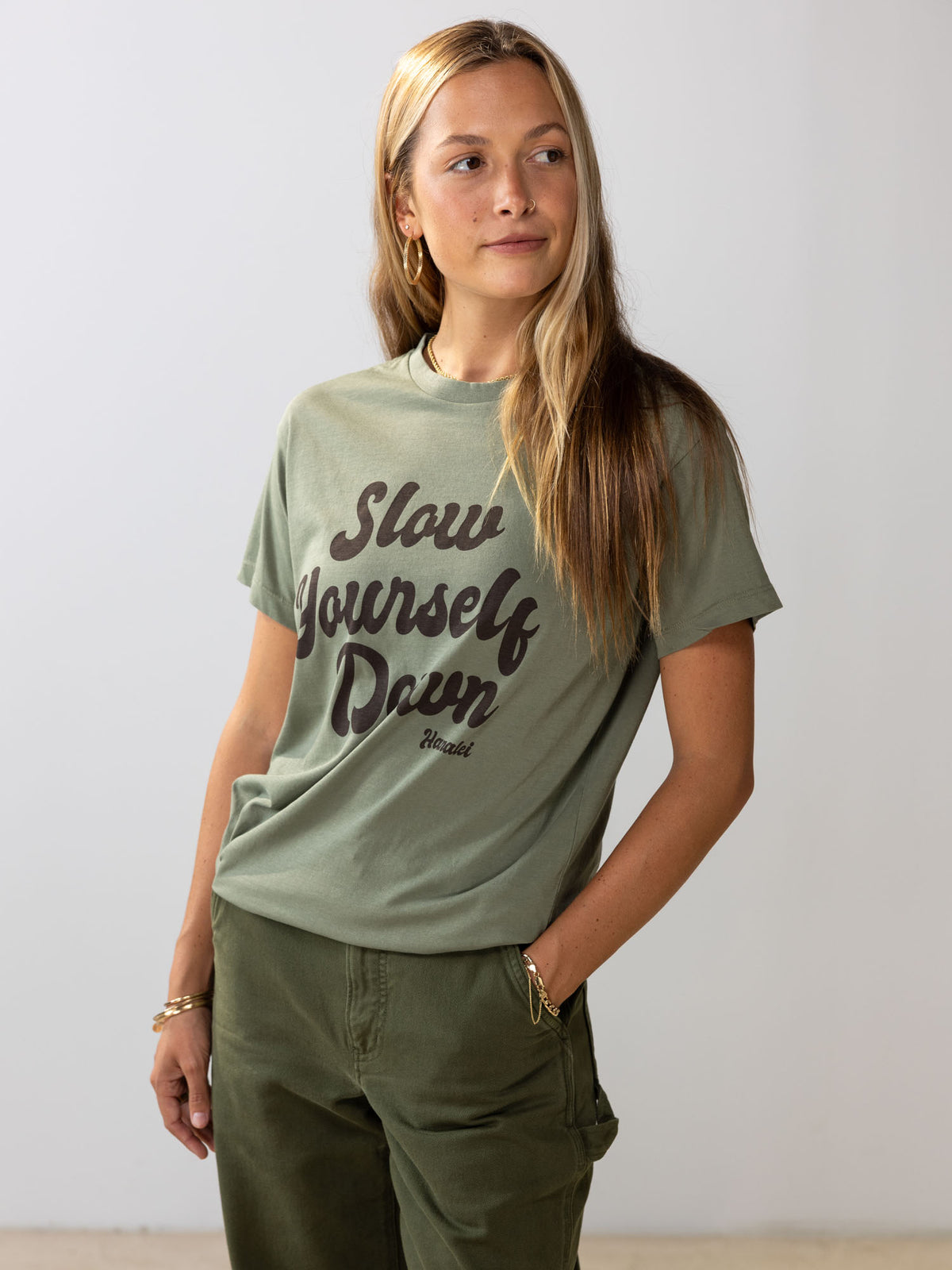 Womens Oversized Retro Tee | Organic Cotton | Slow Yourself Down - Womens Shirts